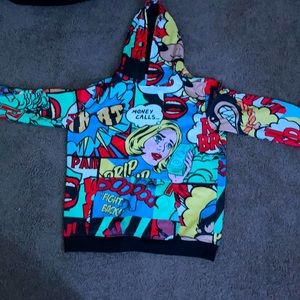 multi color cartoon money calls sweatshirt